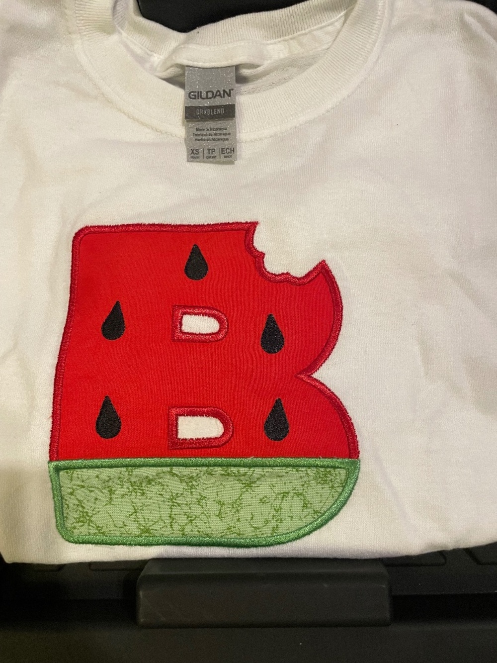 Custom Embroidered Letter  Monogram Shirt Youth XS Toddler 4 5 Summer Watermelon